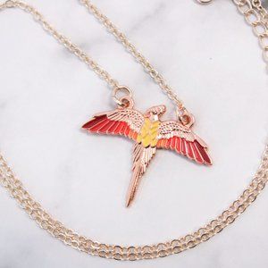 Fawkes the Phoenix Harry Potter Rose Gold Enameled Necklace